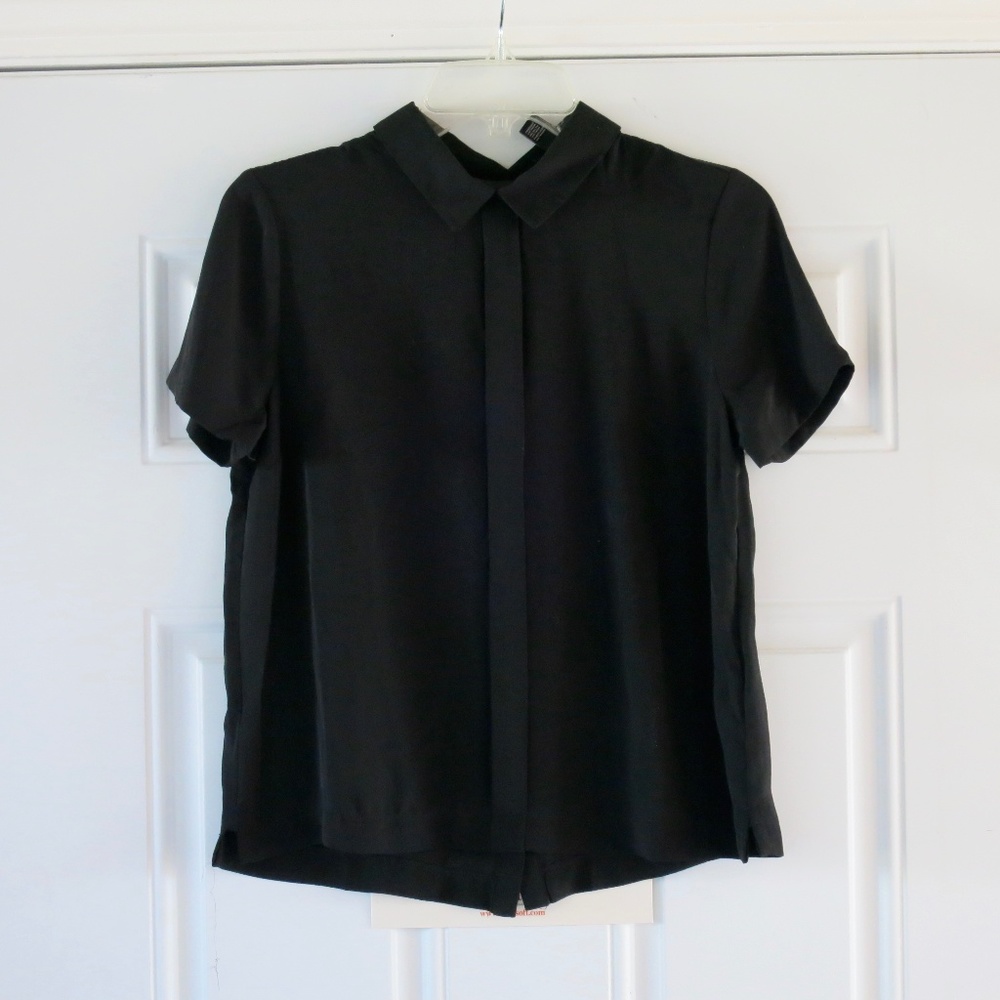 black button back chiffon blouse